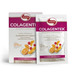 Colagentek (Colgeno Hidrolisado) Vitafor Laranja com Acerola - 10 sachs