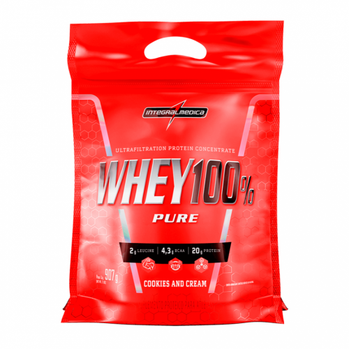 Whey 100% Pure Sabor Cookies (907g) Refil - Integralmédica