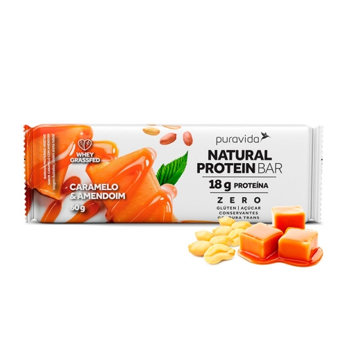 Natural Protein Bar Sabor Caramelo e Amendoim (60g) - Pura Vida