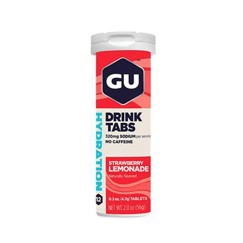 GU Hydration Drink Tabs Sabor Limonada de Morango (Tubo com 12 Pastilhas de 55g) - GU Energy