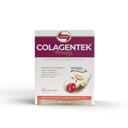 Colagentek Beauty Sabor Maçã com Canela (Cx c/ 30 sachês de 3,5g) - Vitafor