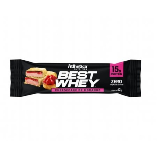 Best Whey Bar 15g de Proteina Sabor Cheesecake de Morango (62g) - Atlhetica Nutrition