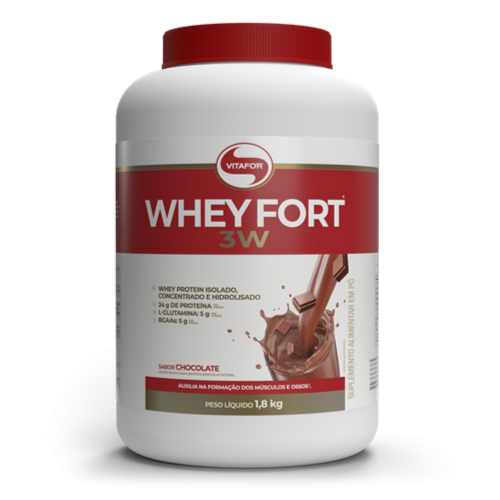 Whey Fort 3W Sabor Chocolate (1,8 Kg) - Vitafor