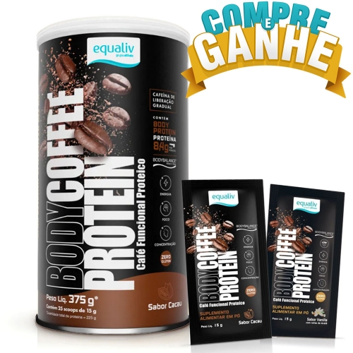 Body Coffee Protein Sabor Cacau (375g) - Equaliv e Ganhe 2 Amostras