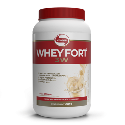 Whey Fort 3W (900g) Sabor Banana - Vitafor