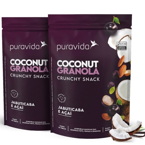 Kit 2 un Coconut Granola Sabor Jabuticaba e Açaí (180g) - Pura Vida