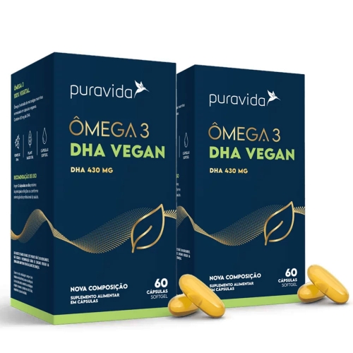 Kit 2un Vegan mega 3 DHA (60 Cpsulas) - Pura Vida