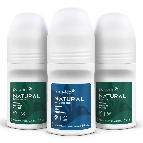 Kit 3 un Natural Desodorante Sortidos (55 ml) - Pura Vida