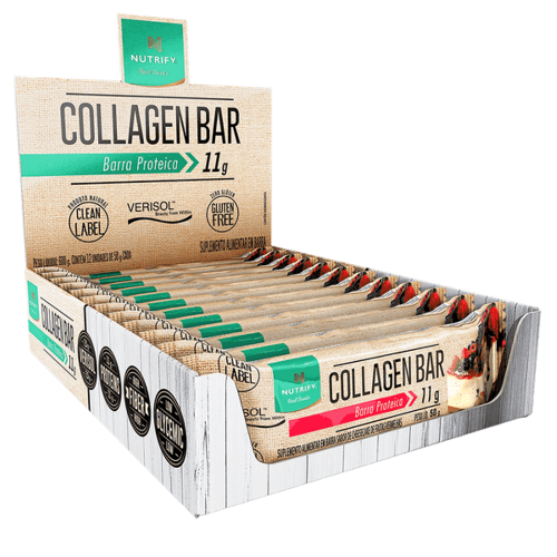 Collagen Bar Sabor Cheesecake de Frutas Vermelhas (Cx c/ 10un de 50g) - Nutrify