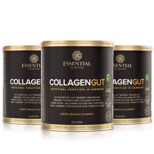 Kit 3 unid Collagen Gut Sabor Laranja e Bleberry (400g) - Essential Nutrition