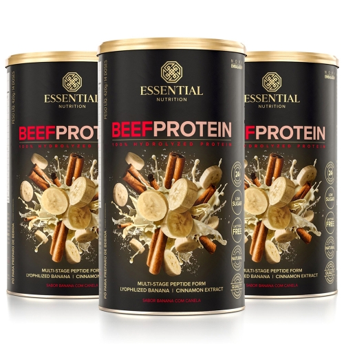 Kit 3unid Beef Protein Sabor Banana c/ Canela (420g) - Essential