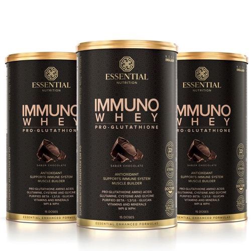 Kit 3unid Immuno Whey Pro-Glutathione Sabor Chocolate (465g) - Essential