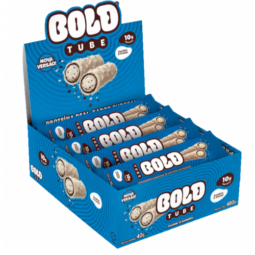 Bold Tube Sabor Cookies & Cream (Caixa c/ 12 unidades de 40g ) -Bold Snacks