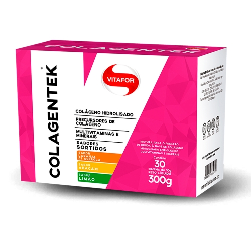 Colagentek (Colgeno Hidrolisado) Vitafor Sabores Sortidos - 30 sachs de 10 g